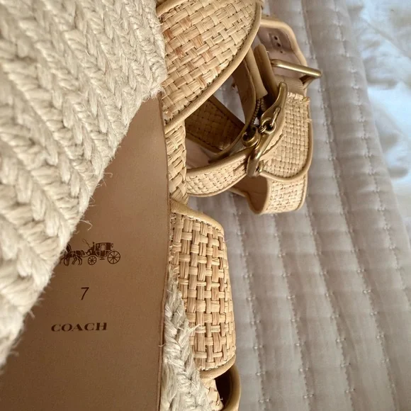 Coach Tan Woven Platform Heels - Picture 12 of 13